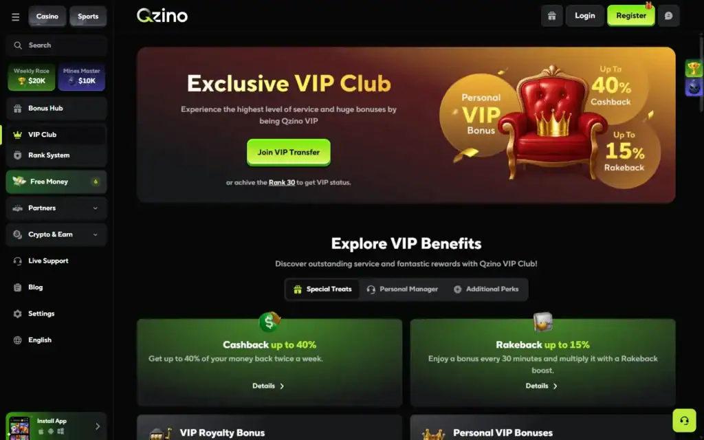 Qzino Casino: VIP