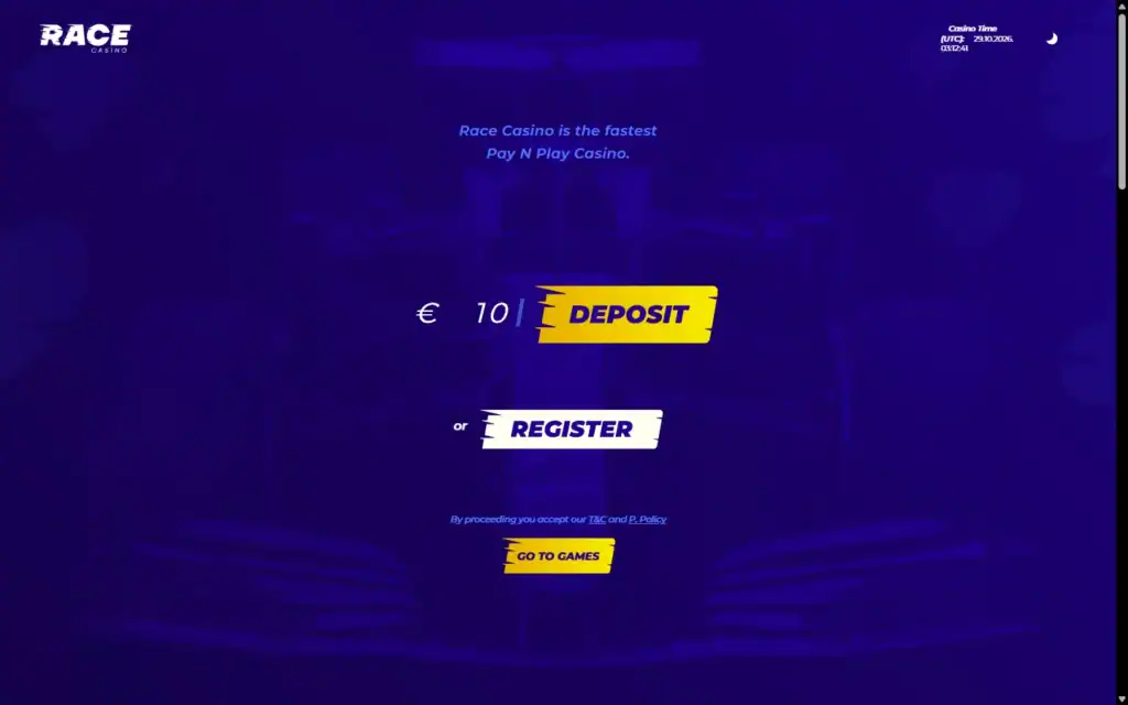 Race Casino: Homepage