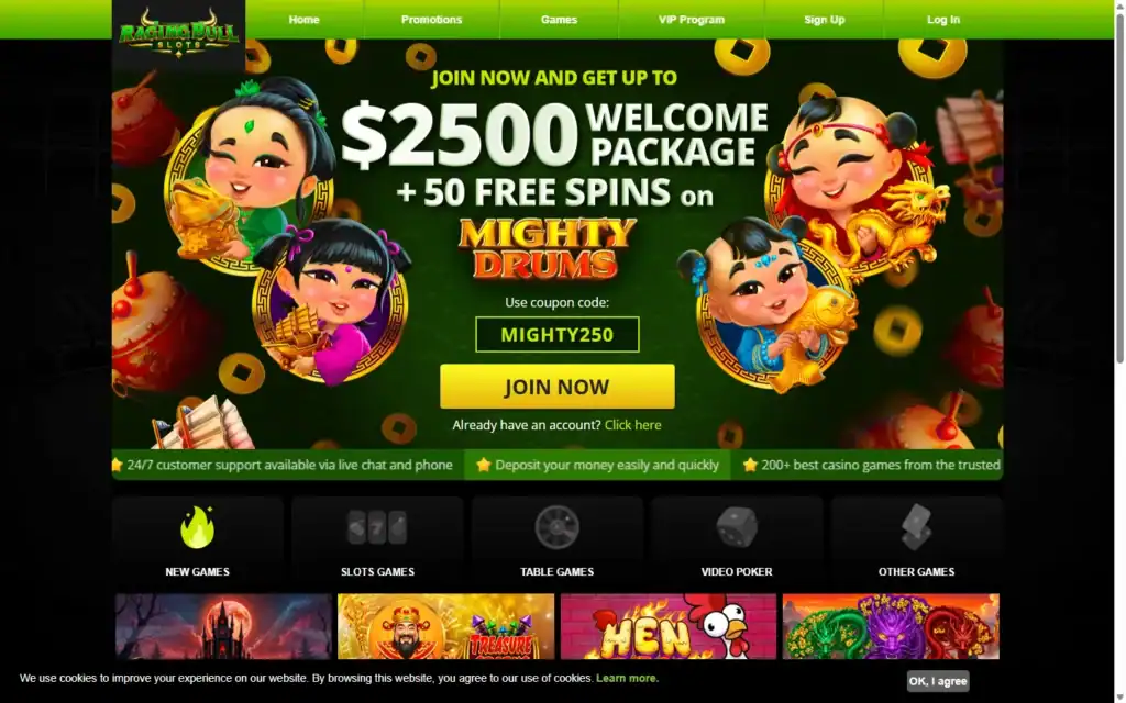 Raging Bull Slots: Homepage