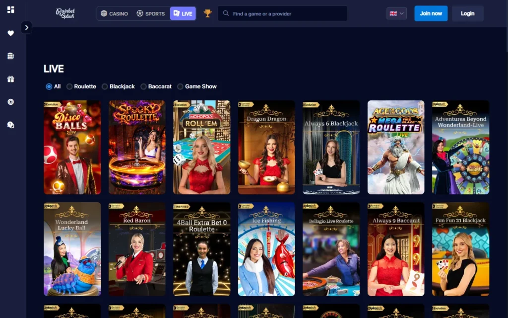 RainBetSplash: Live Casino