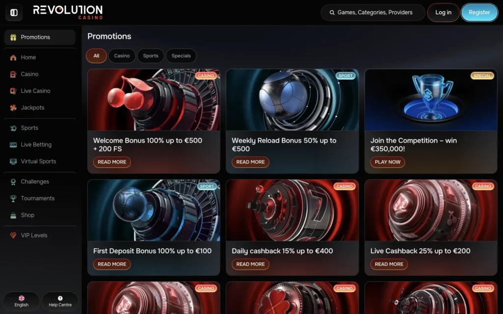 Revolution Casino: Bonus