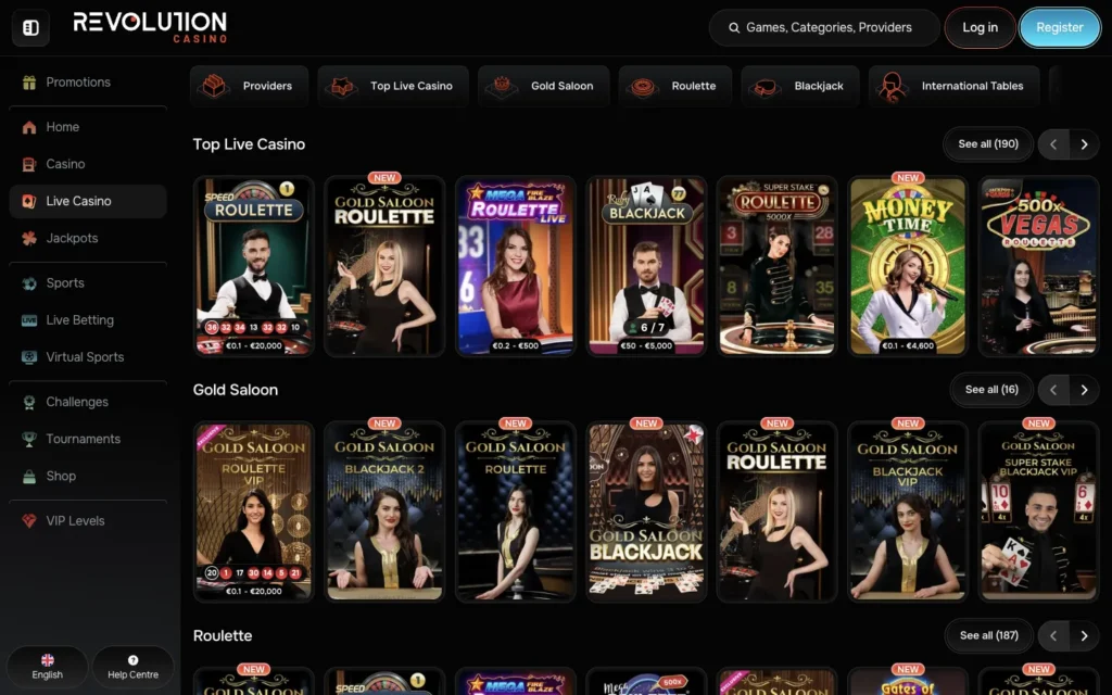 Revolution Casino: Live Casino