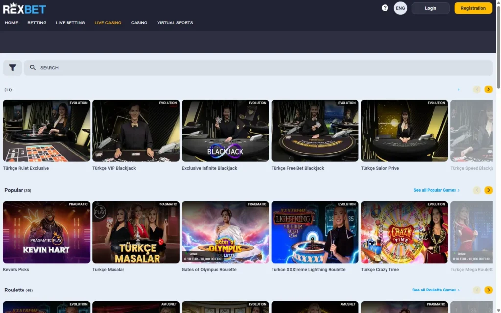 Rexbet Casino: Live Casino
