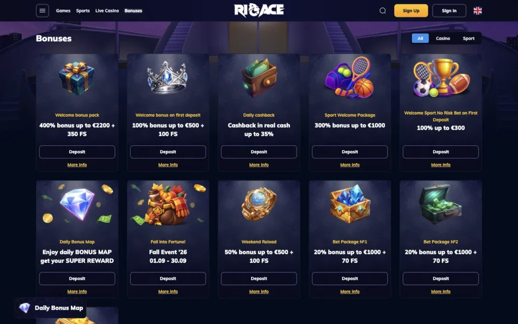Rioace Casino: Bonus