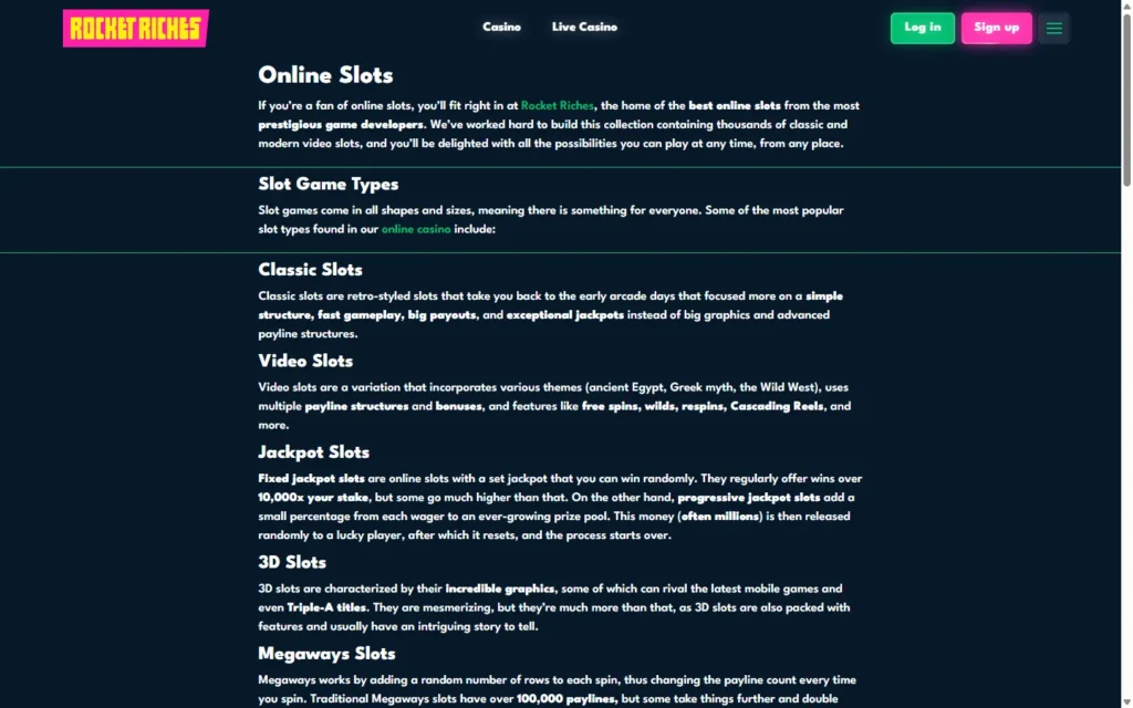 Rocket Riches Casino: Slots