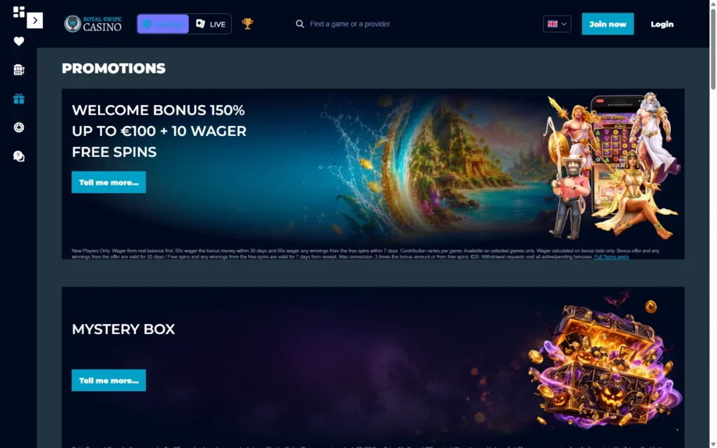 Royal Swipe Casino (RoyalSwipe.com): Bonus