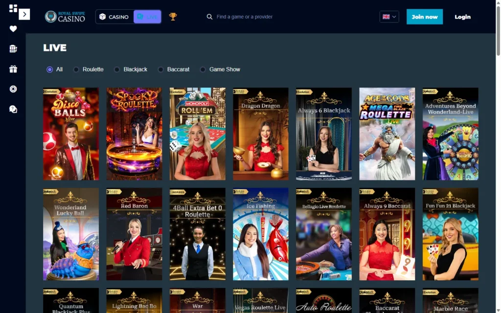 Royal Swipe Casino (RoyalSwipe.com): Live Casino