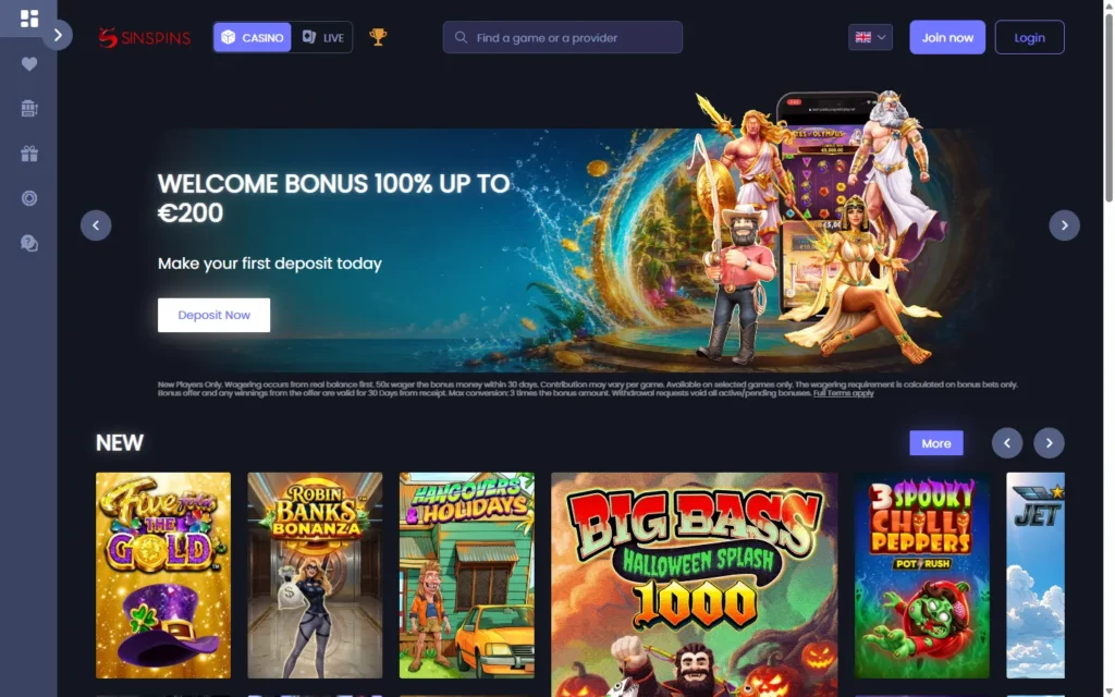 Sin Spins: Homepage