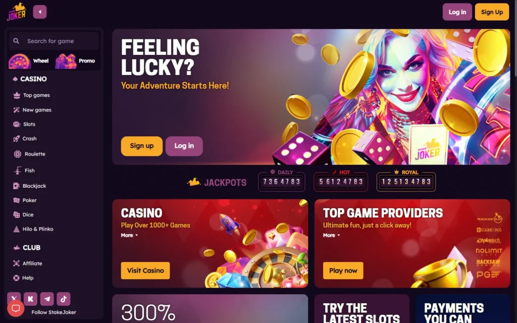 StakeJoker (Skin Joker Casino): Homepage