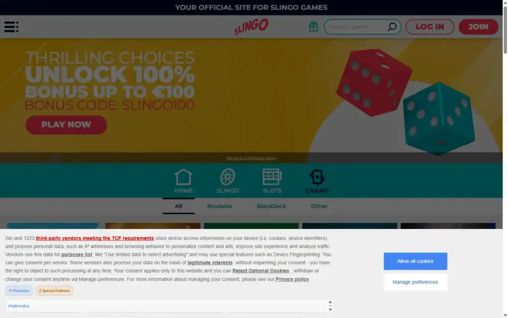 Slingo Casino: Live Casino