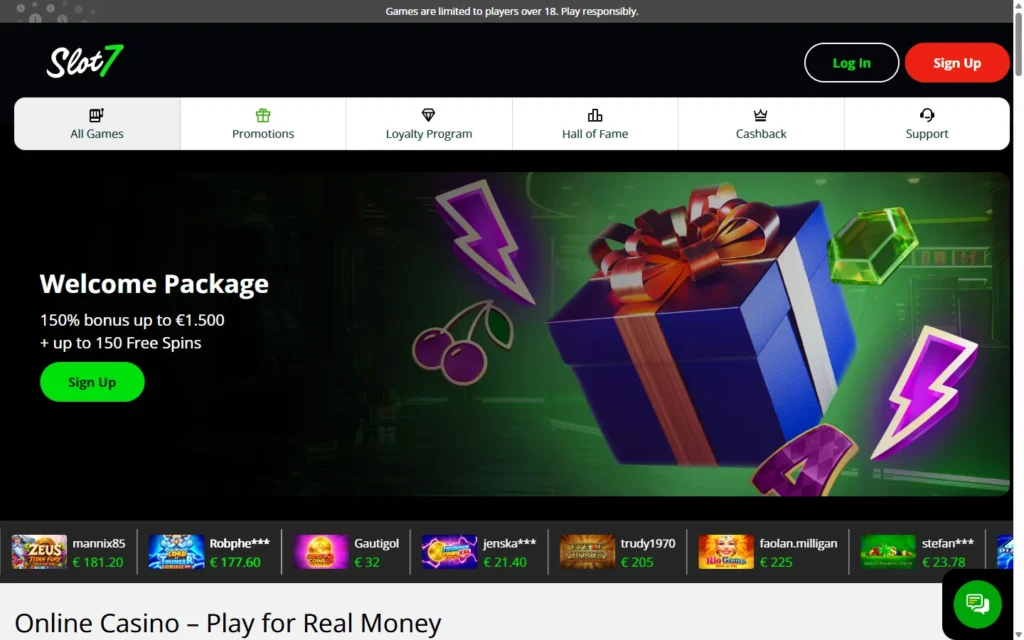 Slot7 Casino: Homepage