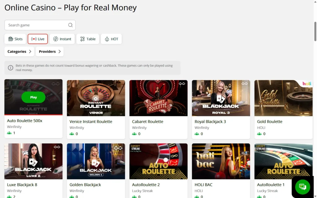 Slot7 Casino: Live Casino