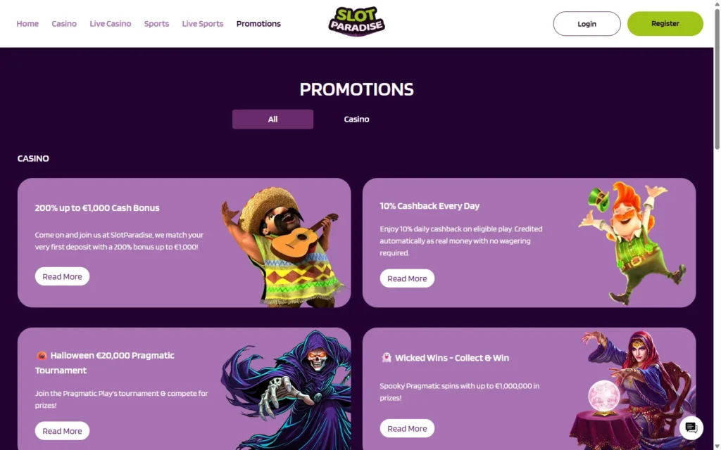 Slotparadise Casino: Bonus