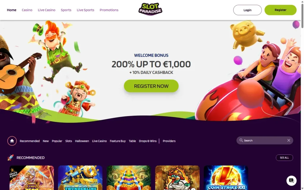 Slotparadise Casino: Homepage