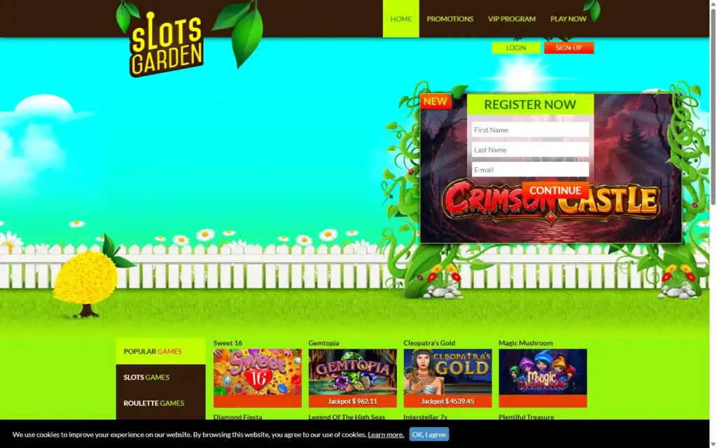 Slots Garden Casino: Homepage
