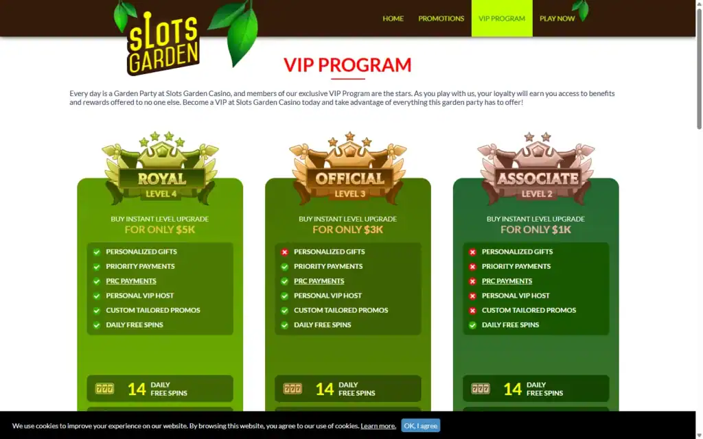 Slots Garden Casino: VIP