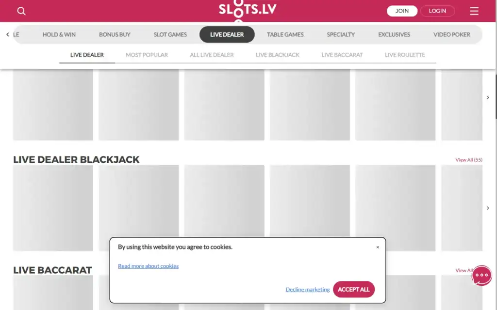 Slots.lv (SlotsLV): Live Casino