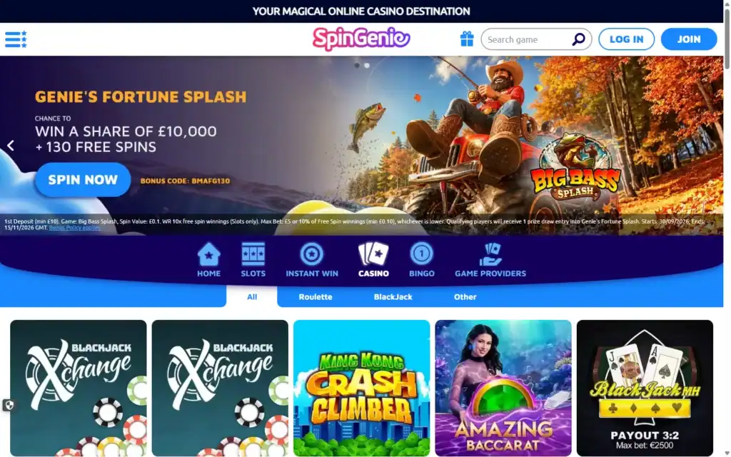 Spingenie Casino: Live Casino