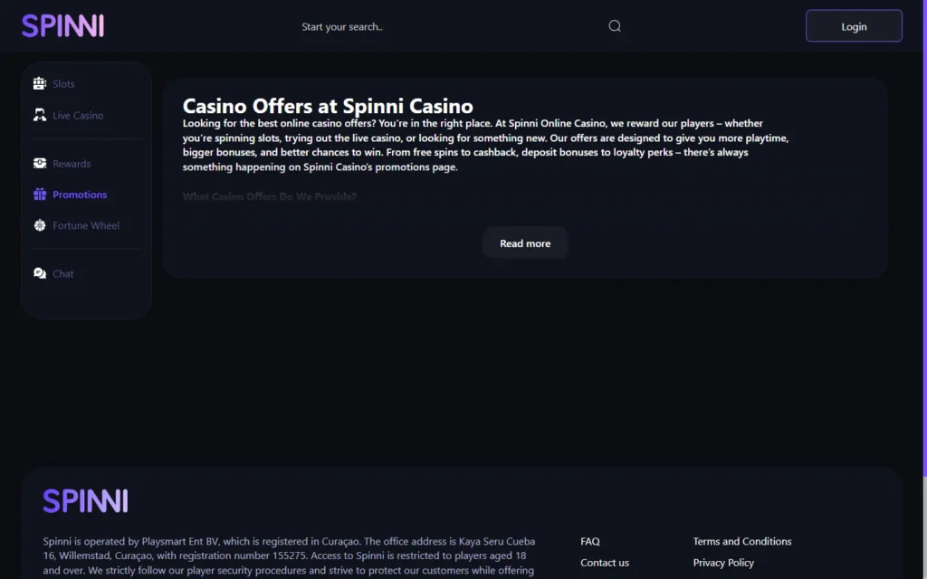 Spinni Casino: Bonus