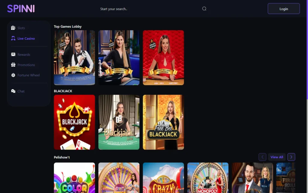 Spinni Casino: Live Casino