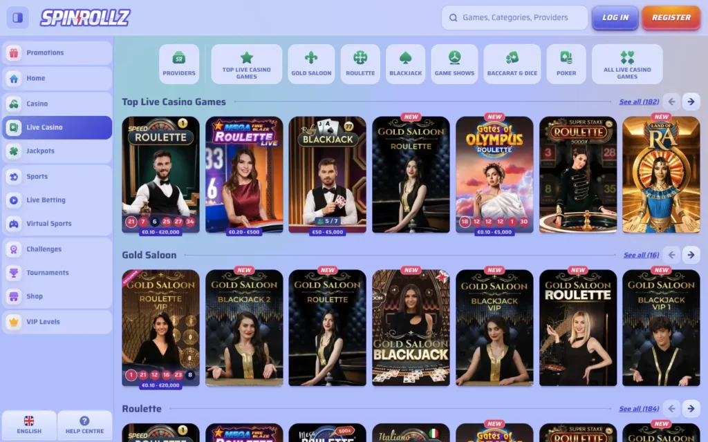 Spinrollz Casino: Live Casino