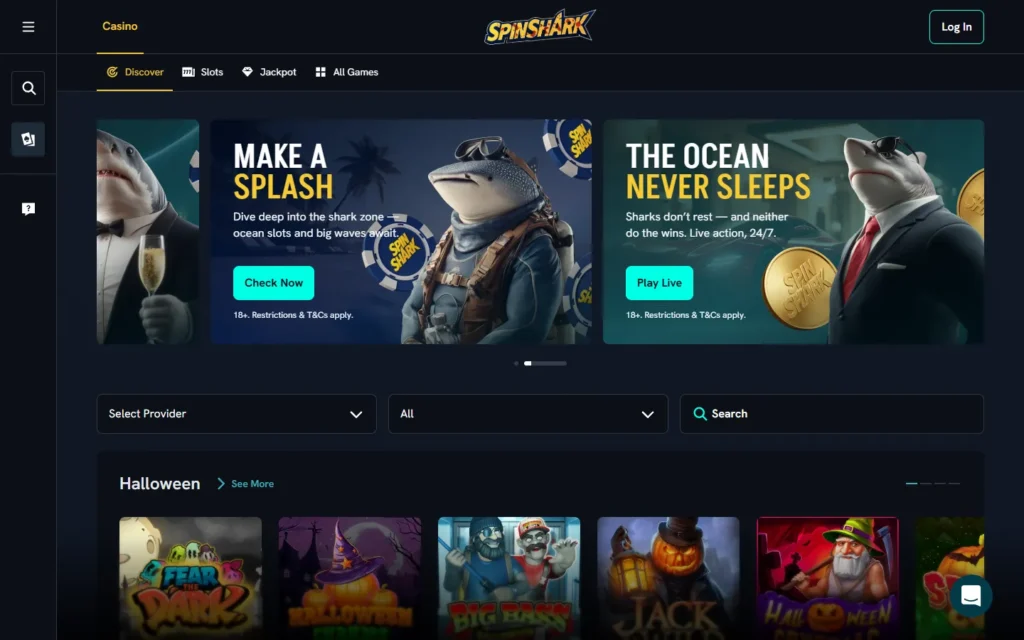 SpinShark Casino: Homepage