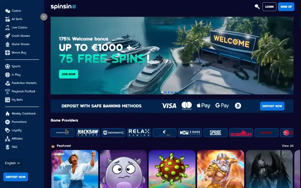 Spinsino: Homepage