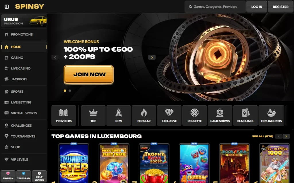 Spinsy: Homepage