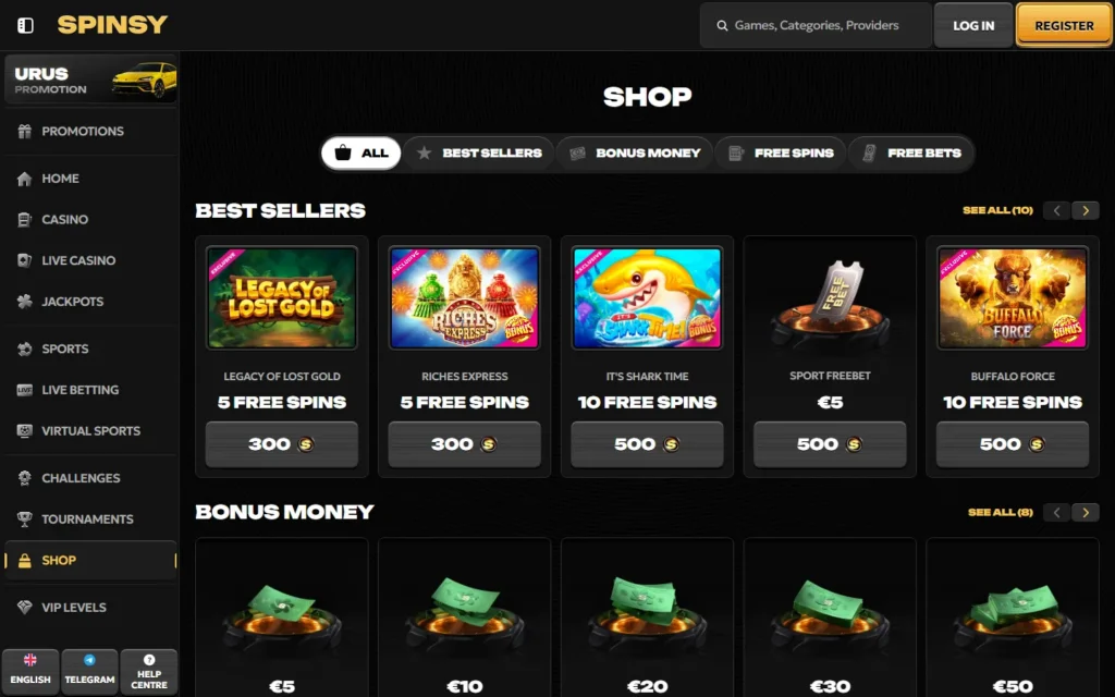 Spinsy: Shop