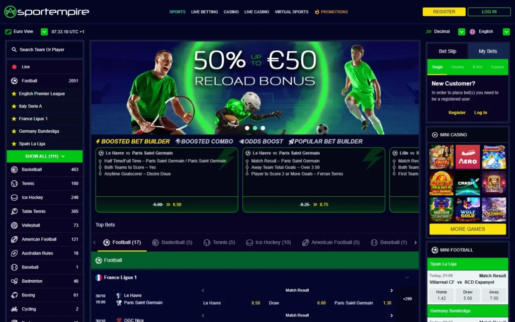 Sportempire Casino: Homepage