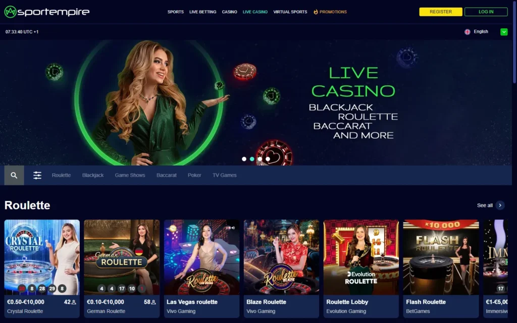 Sportempire Casino: Live Casino