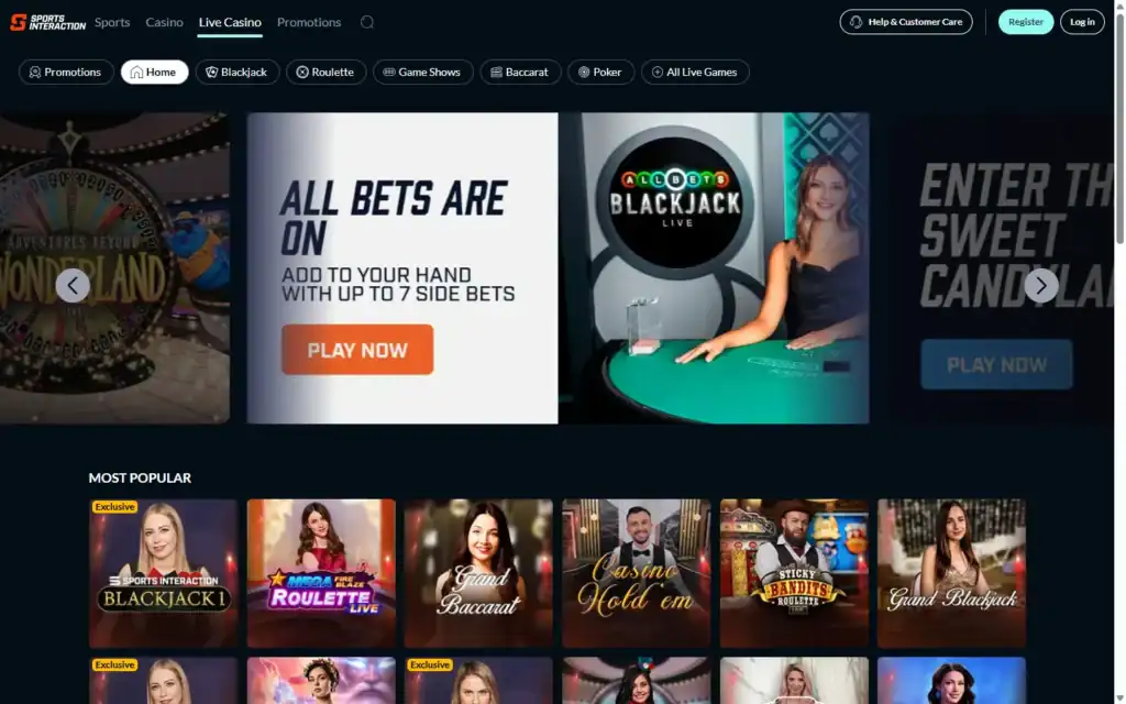 Sports Interaction Casino: Live Casino