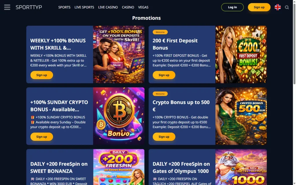 Sporttyp Casino: Bonus