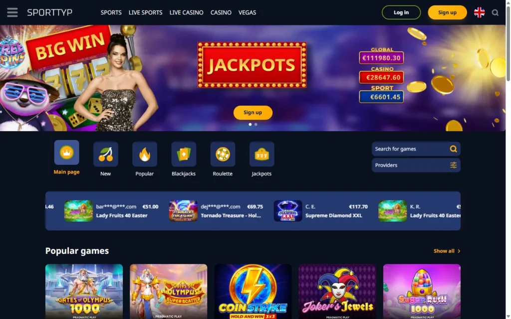 Sporttyp Casino: Homepage