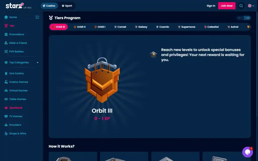 Starz Spins Casino: VIP