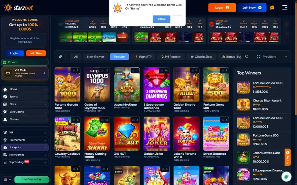Starzbet Casino: Slots