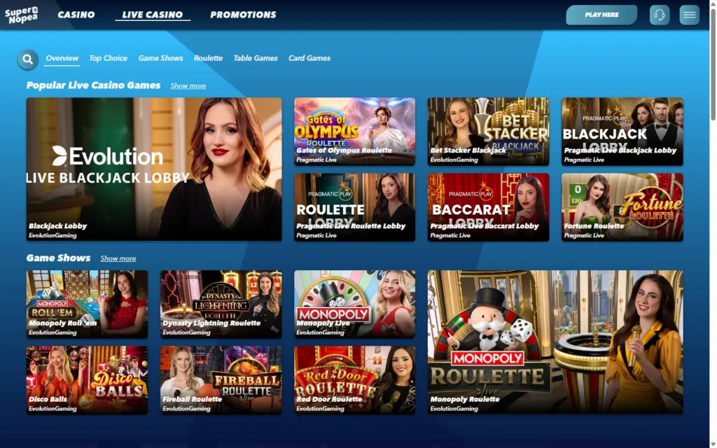 Supernopea Casino: Live Casino