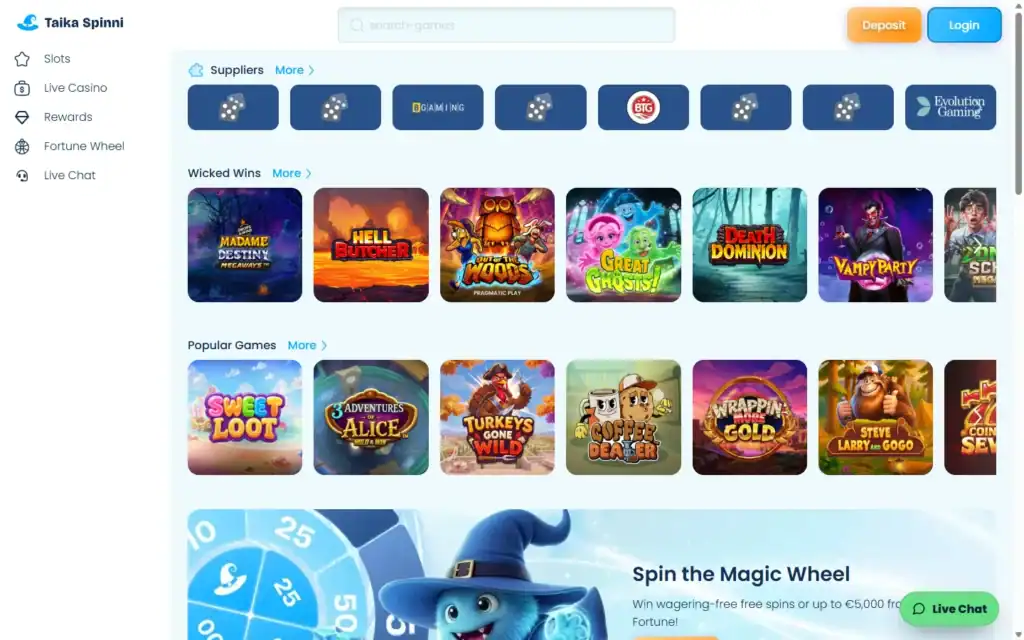 Taika Spinni Casino: Homepage