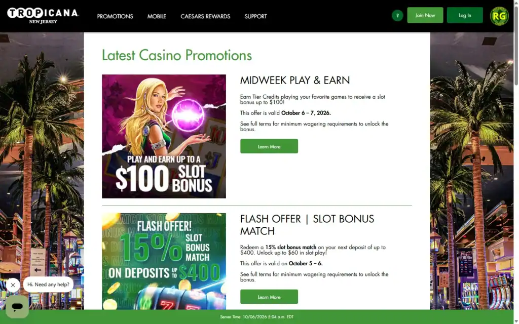 Tropicana Casino: Bonus