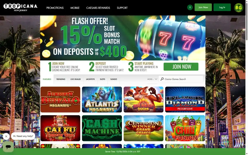 Tropicana Casino: Homepage