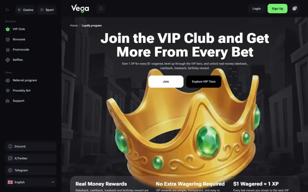 Vega Bet Casino: Bonus