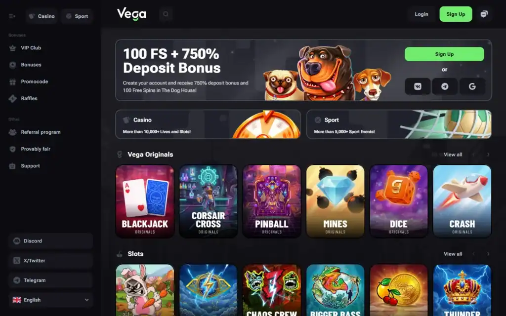 Vega Bet Casino: Homepage