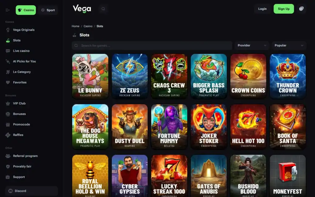 Vega Bet Casino: Slots