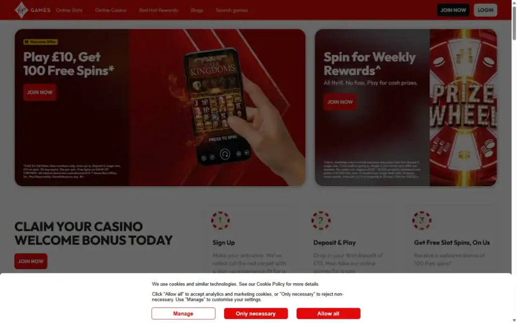 Virgin Games Casino: Homepage