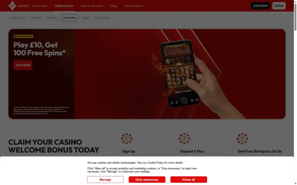 Virgin Games Casino: Live Casino