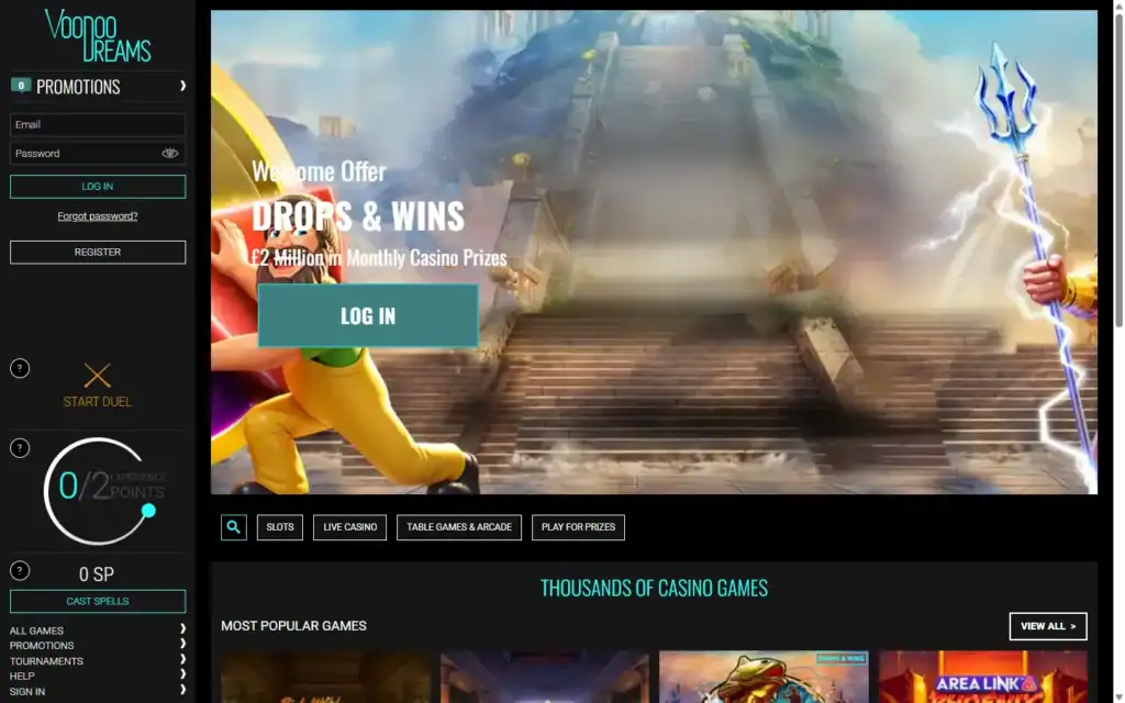 VoodooDreams Casino: Homepage