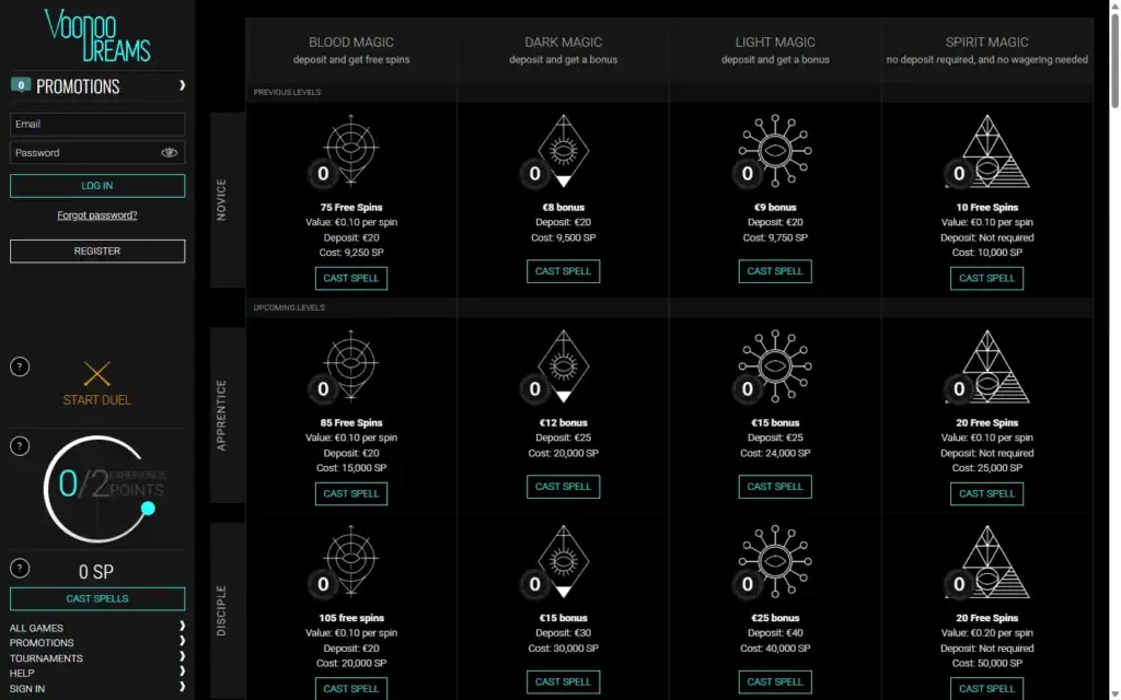 VoodooDreams Casino: VIP