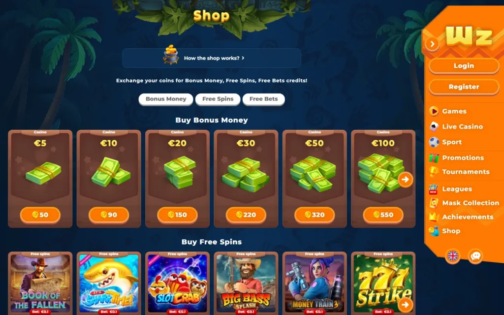 Wazamba: Shop