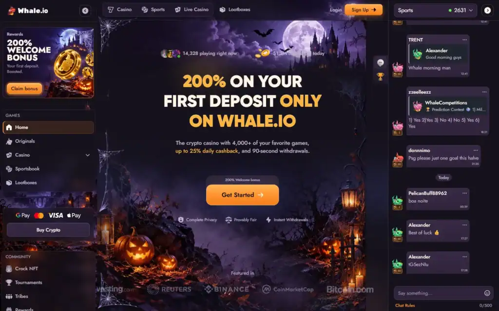 Whale Io Casino: Homepage