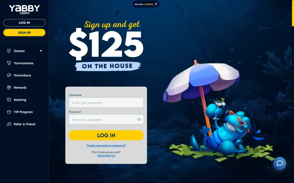 Yabby Casino: Homepage